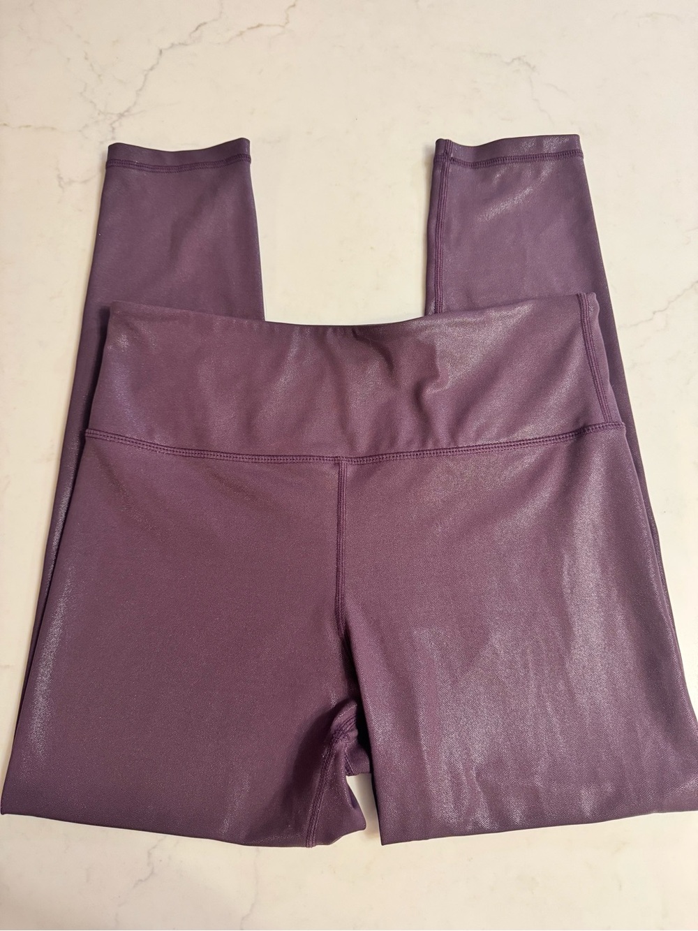 Zyia Active Purple Metallic Shimmer High Rise Leggings Size 8-10 - Picture 4 of 5